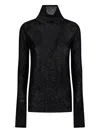 Pinko Slim-fit High-neck Sweater With Micro-sequins In Black