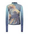 Pinko Printed Tulle Sweater In Blue