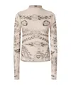 Pinko Printed Tulle Sweater In Brown