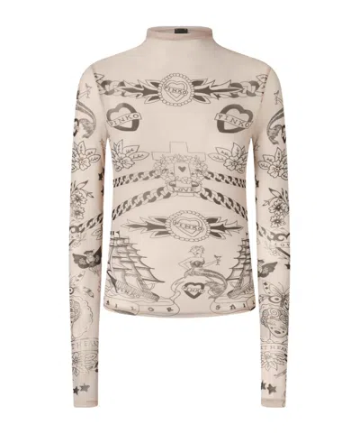 PINKO GRAPHIC-PRINT MESH TOP