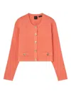 Pinko Motif-embroidered Ribbed Jacket In Orange