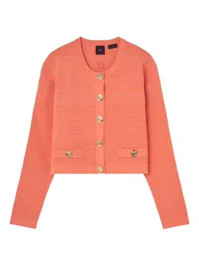 PINKO MOTIF-EMBROIDERED RIBBED JACKET