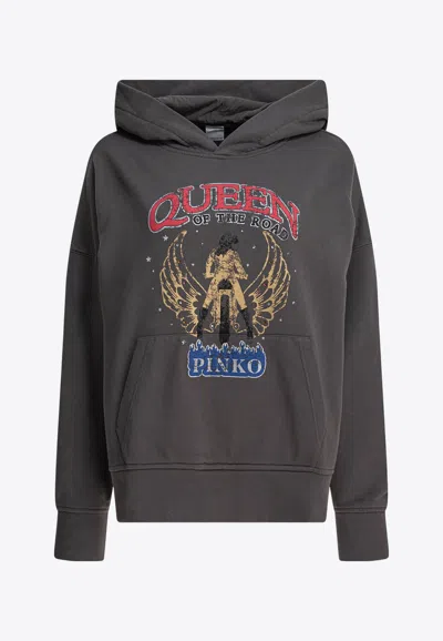 PINKO MOTORBIKE RIDER-PRINT OVERSIZED HOODIE