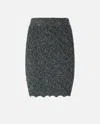 Pinko Cable-knit Embellished Skirt In Gray
