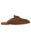 Pinko Suede Flat Heel Sabot Loafers In Brown