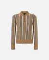 Pinko Multi-coloured Striped Polo-style Sweater In Brown