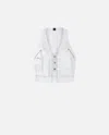 Pinko Multi-pocket Vest In Lightweight Printed Organza In Bright White