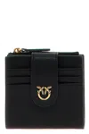 Pinko Black Wallet With Love Birds Buckle On Front In Leather Woman