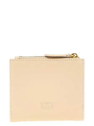 Pinko Multi Purpose Wallet In Beige-grigio Fumo-antique Gold