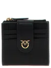 Pinko Black Wallet With Love Birds Buckle On Front In Leather Woman