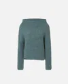 Pinko Multicolor Asymmetrical Ribbed Sweater In Multi. Green/light Blue
