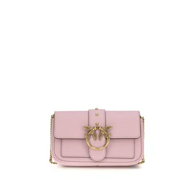 Pinko Multicolor Calf Leather Bos Taurus Shoulder Bag In Pink