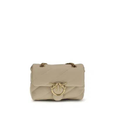 Pinko Multicolor Calf Leather Bos Taurus Shoulder Bag In Neutral