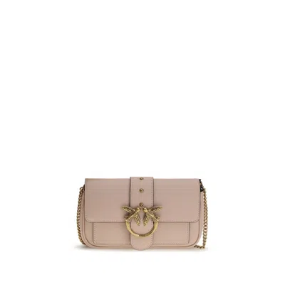 Pinko Multicolor Calf Leather Bos Taurus Shoulder Bag In Neutral