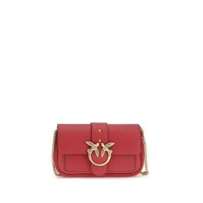 Pinko Multicolor Calf Leather Bos Taurus Shoulder Bag In Red