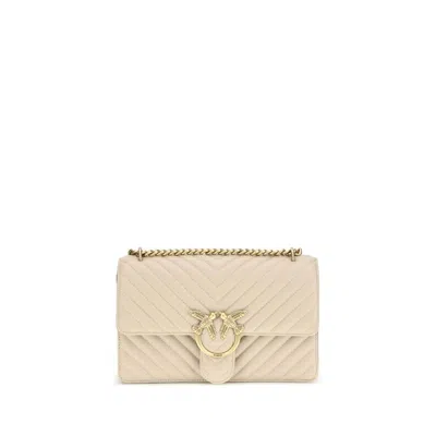 Pinko Multicolor Calf Leather Bos Taurus Shoulder Bag In Neutral