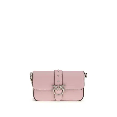 Pinko Multicolor Calf Leather Bos Taurus Shoulder Bag In Pink