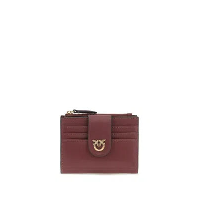Pinko Multicolor Calf Leather Bos Taurus Wallet In Burgundy
