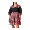 Pinko Puff Sleeve Floral Print Tiered Dress