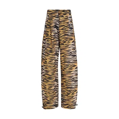 Pinko Multicolor Cotton Pants In Animal Print