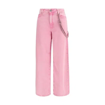 Pinko Multicolor Cotton Relaxed Fit Jeans In Pink
