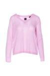 Pinko Lightweight Knit V-neck Sweaters With Long Sleeves In Pink