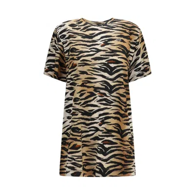 Pinko Multicolor Cotton T-shirt In Animal Print