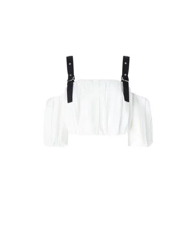 PINKO PINKO MULTICOLOR OFF-SHOULDER TOP WITH SLEEVES