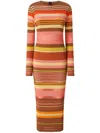 Pinko Robe Longue En Maille À Rayures Colorées In Multicolor