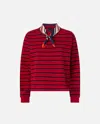 Pinko Multicolor Striped Shirt With Embroidered Detail In Red