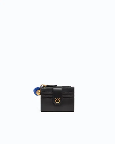 Pinko - Multi-purpose Leather Wallet With Pompom In Black