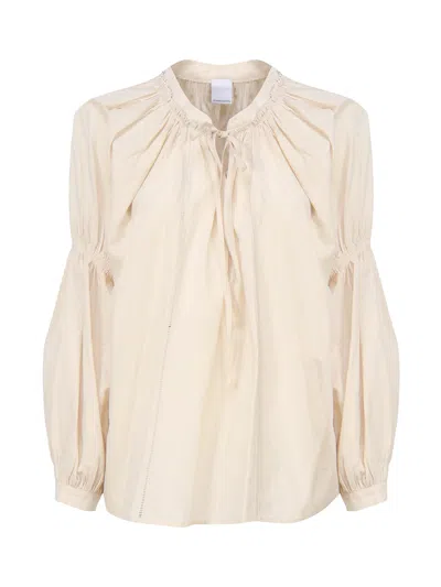 PINKO MUSLIN BLOUSE WITH PERFORATED EMBROIDERY