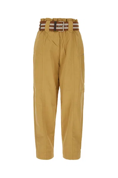 Pinko Mustard Cotton Pants In Hl1