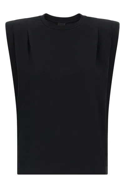 Pinko Myranda Crew Neck Sleeveless Shoulder Pad Top In Black