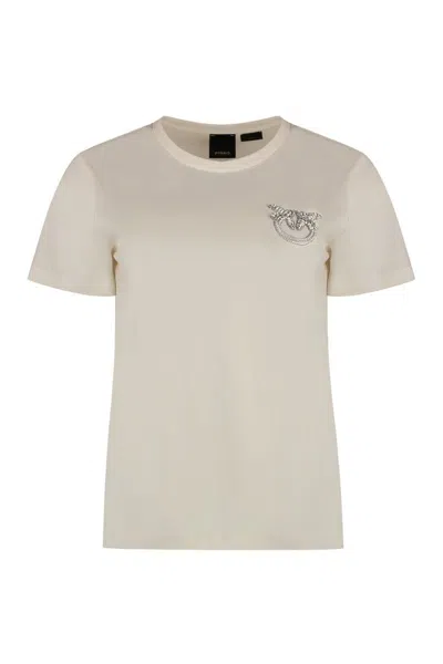 Pinko Nambrone Cotton Crew-neck T-shirt In Neutral