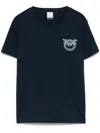 Pinko Short Sleeve Blue T-shirt With Decorative Embellishment In Blue