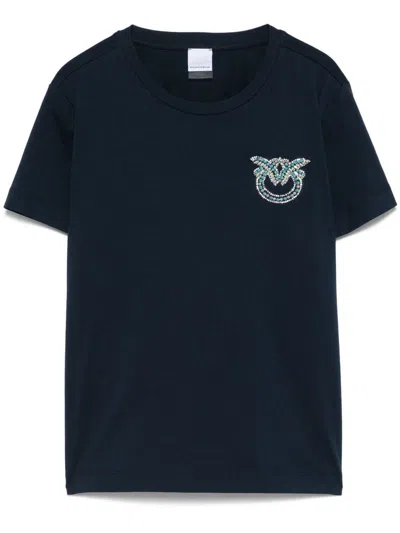 PINKO 'NAMBRONE' T-SHIRT IN BLUE COTTON WITH LOGO