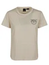 Pinko Love Birds-appliqué T-shirt In Bianco Latte