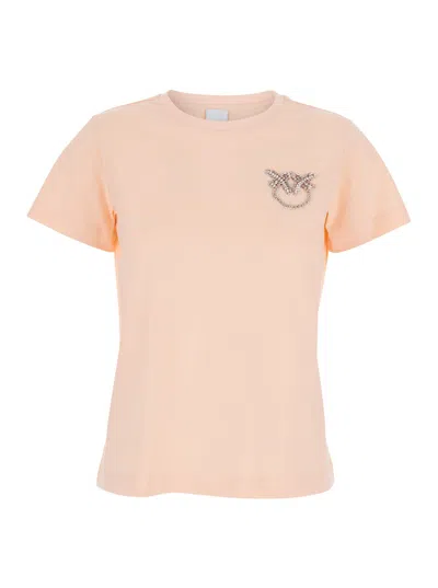 Pinko Nambrone T-shirt Jersey Logo In Pink