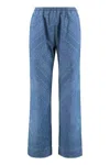 Pinko Namibia Printed Cotton Trousers In Blue