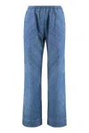 Pinko Namibia Printed Cotton Trousers In Denim