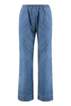 Pinko Namibia Printed Cotton Trousers In Navy