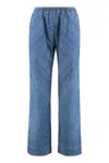 Pinko Namibia Printed Cotton Trousers In Navy