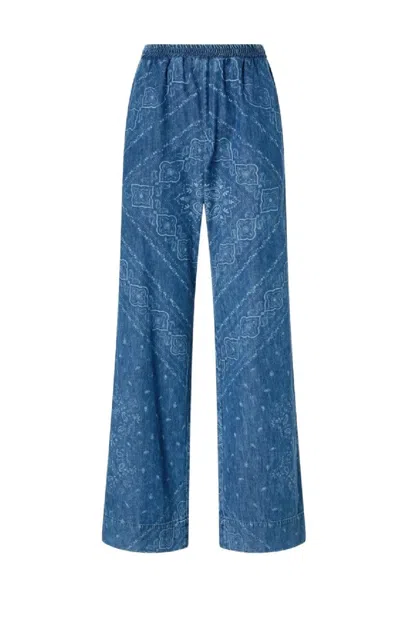 PINKO NAMIBIA WIDE-LEG BLUE DENIM PANTS