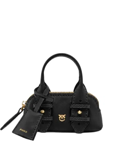 Pinko Nano Escape Leather Tote Bag In Black
