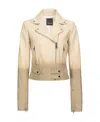 Pinko Nappa Leather Biker Jacket In Brown