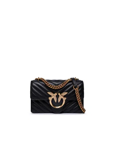 Pinko Nappa Leather Crossbody Bag In Black