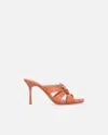 Pinko Nappa Leather Sandals With Heel And Bird Detail In Blusher