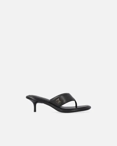 Pinko Nappa Leather Thong Sandals With Heel