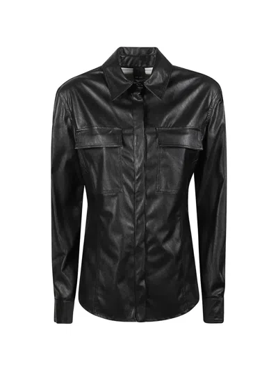 Pinko Nappa Leather-effect Coated Shirt In Black